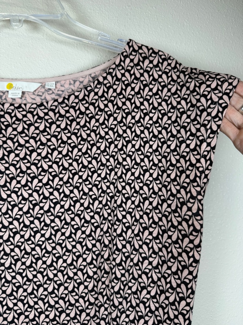 Boden Florrie Cotton Jersey Dress 8R Black Blush Pink Pockets Classic Neutral - Picture 12 of 15
